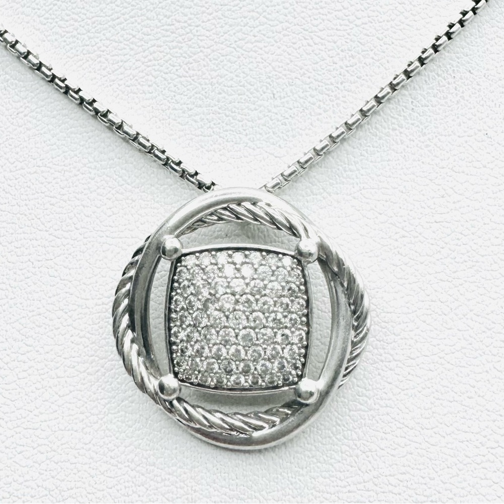 David Yurman 14mm Pave Diamond Infinity Necklace